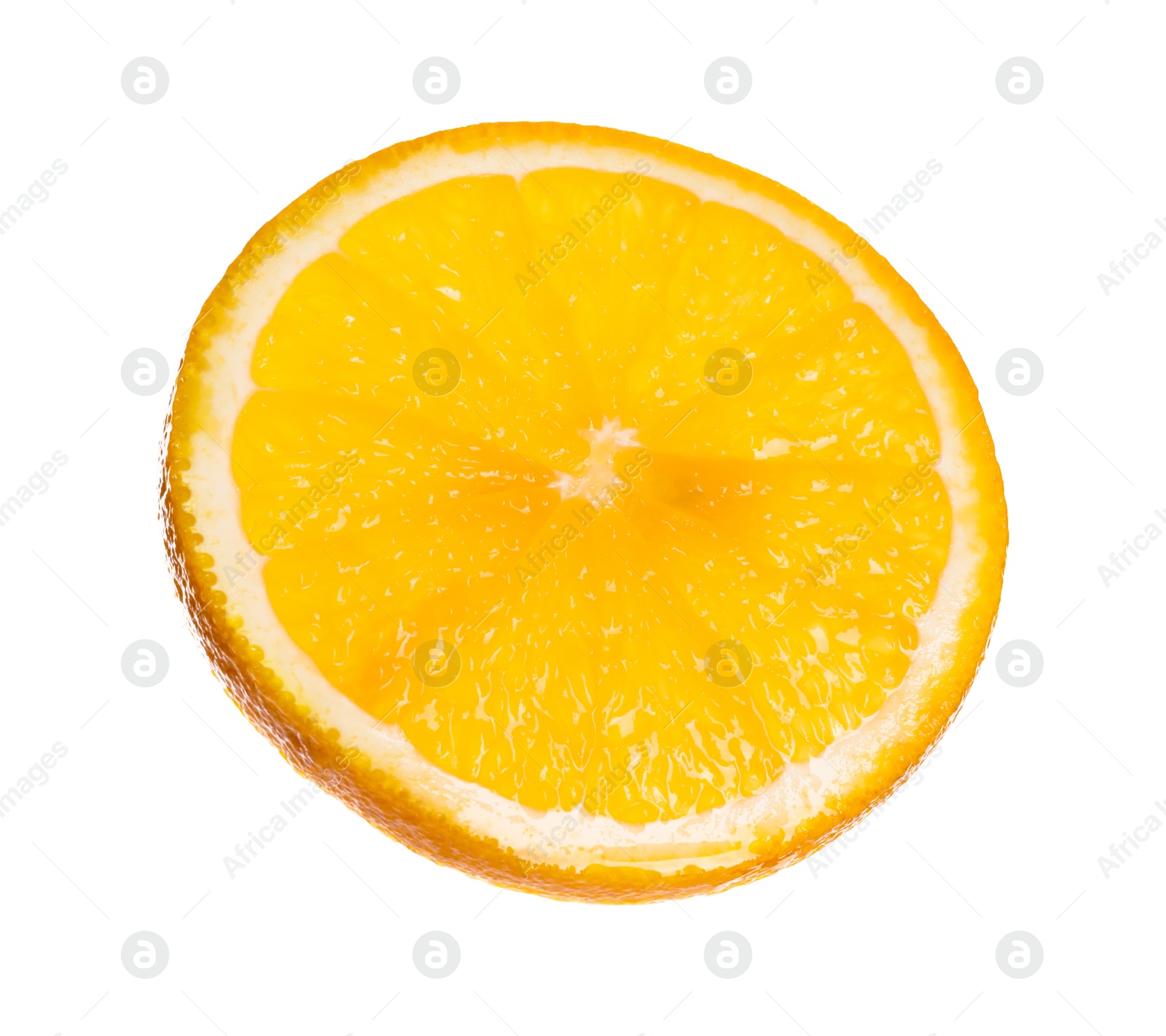 Photo of Slice of fresh ripe orange isolated on white