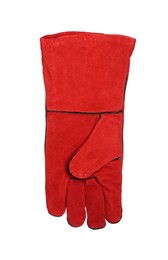 Red protective gloves isolated on white. Safety equipment