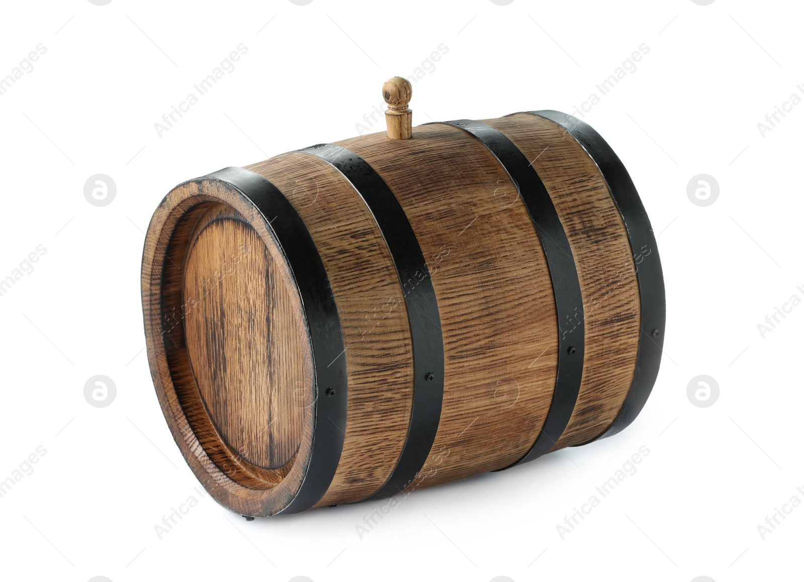 Photo of One traditional wooden barrel isolated on white