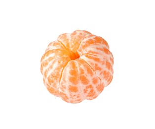 Peeled fresh ripe tangerine isolated on white