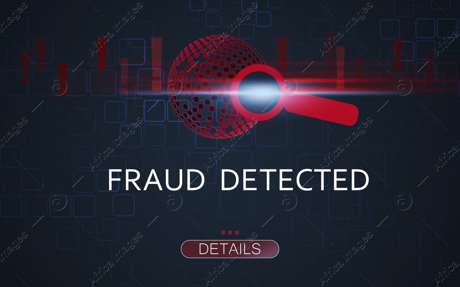 Illustration of Fraud alert, splash screen for devices. Illustration