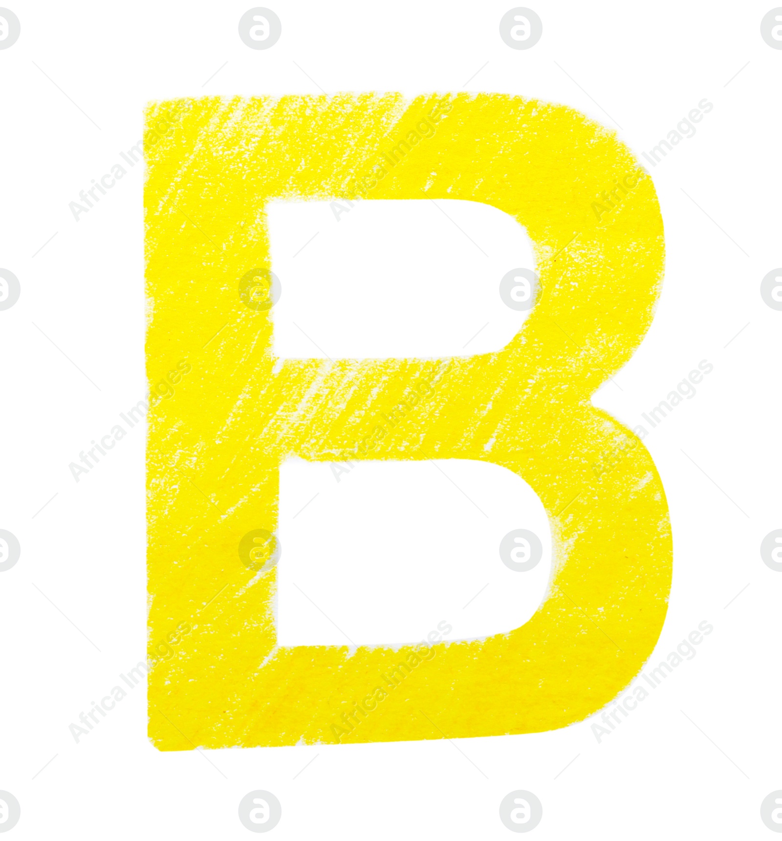 Photo of Letter B written with yellow pencil on white background, top view