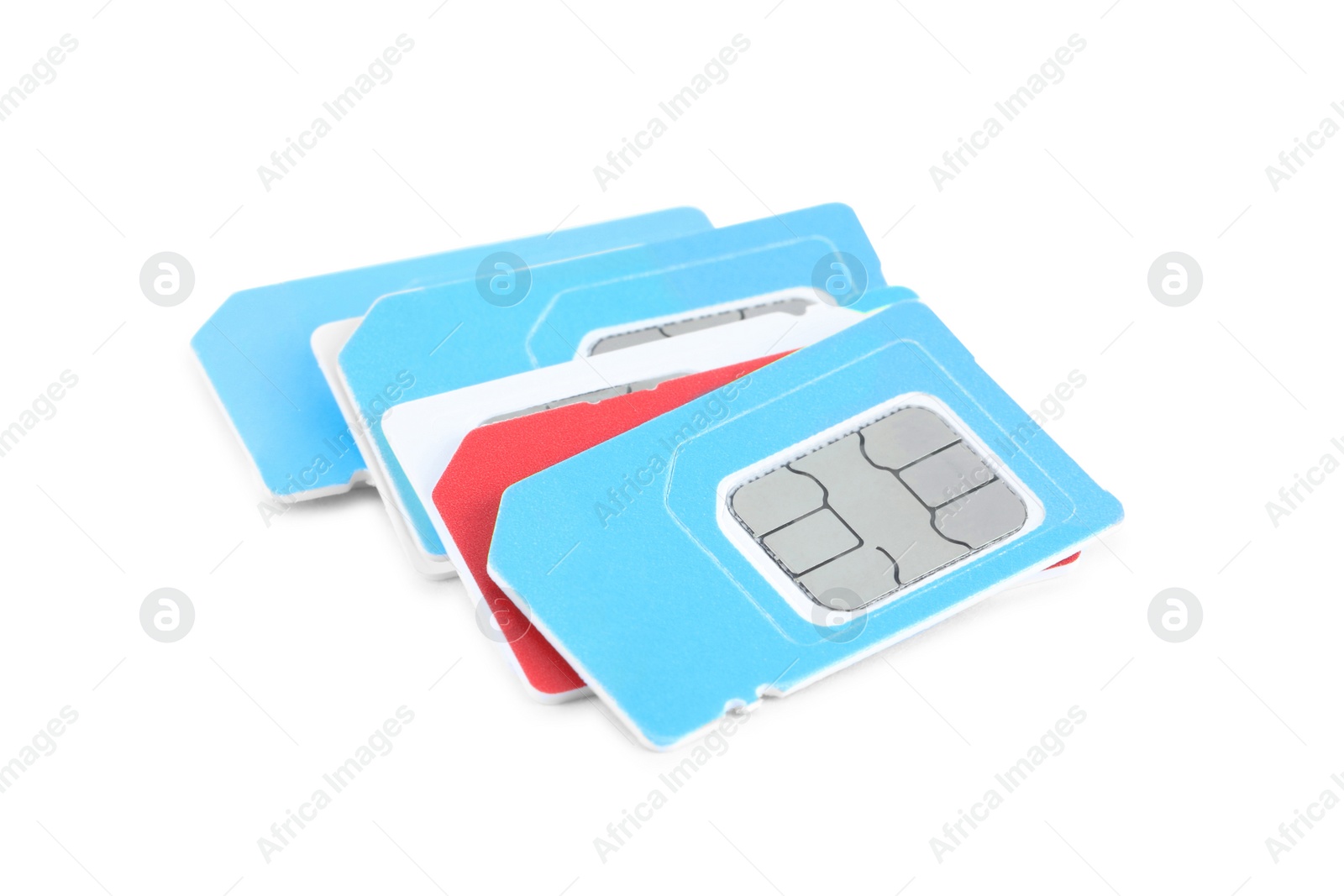 Photo of Different modern SIM cards on white background