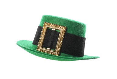 Green leprechaun hat isolated on white. Saint Patrick's Day accessory