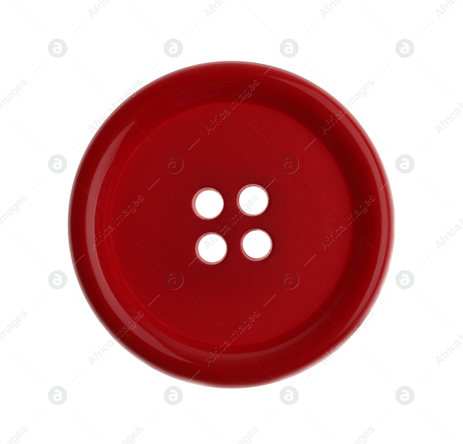 Photo of Red plastic sewing button isolated on white