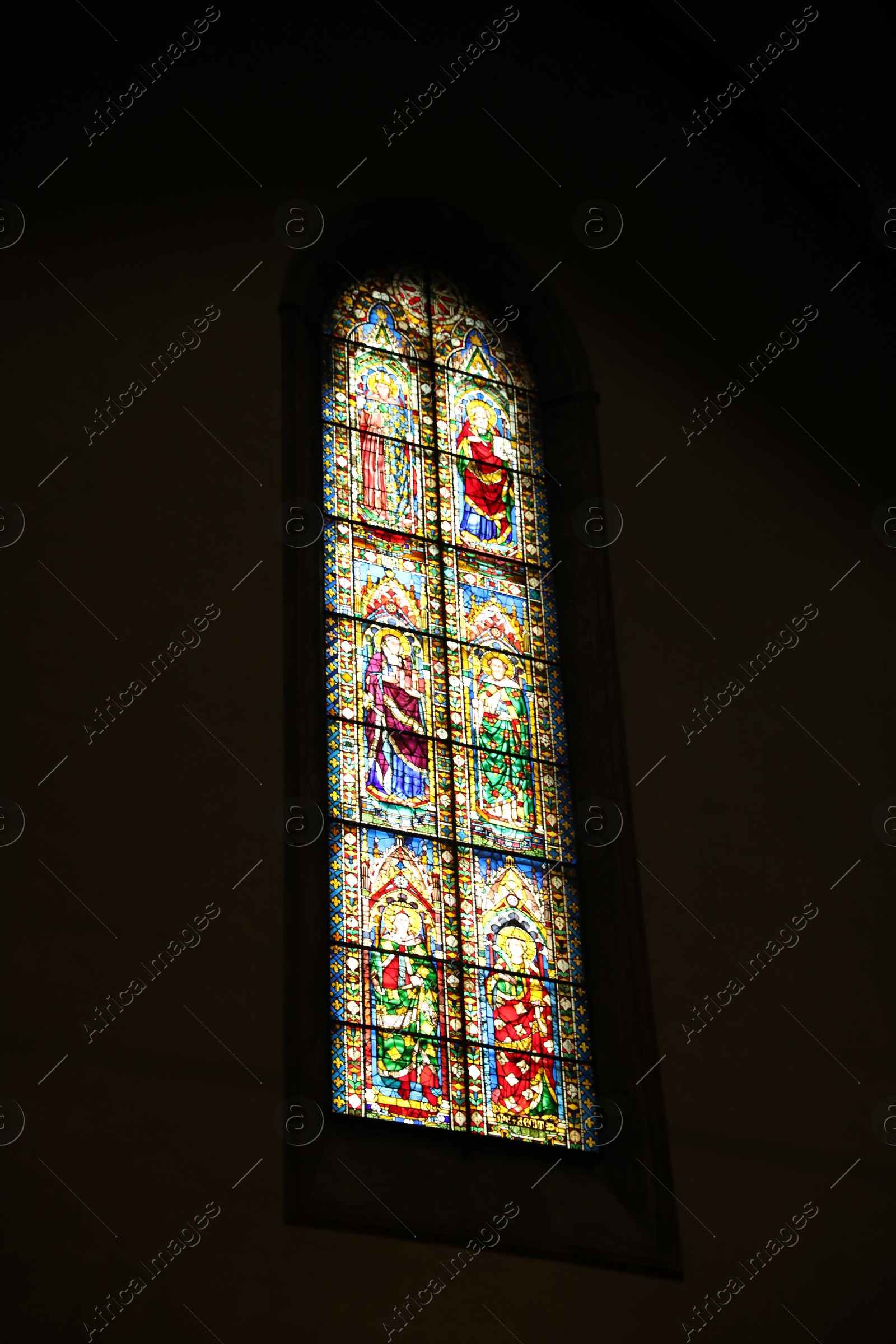 Photo of Florence, Italy - February 8, 2024: Window with colorful stained glass in Santa Maria Del Fiore