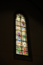 Photo of Florence, Italy - February 8, 2024: Window with colorful stained glass in Santa Maria Del Fiore