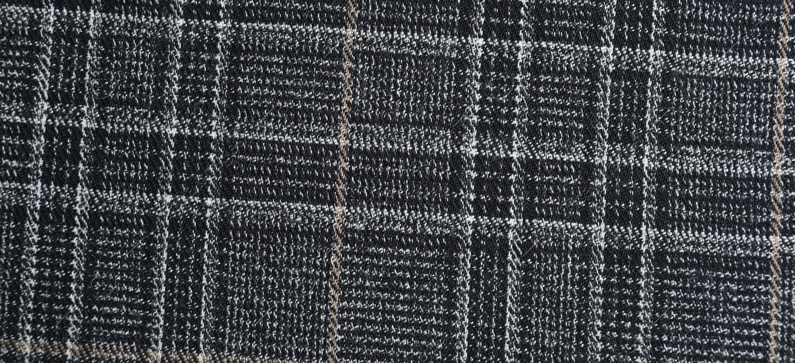 Photo of Texture of beautiful checkered fabric as background, closeup