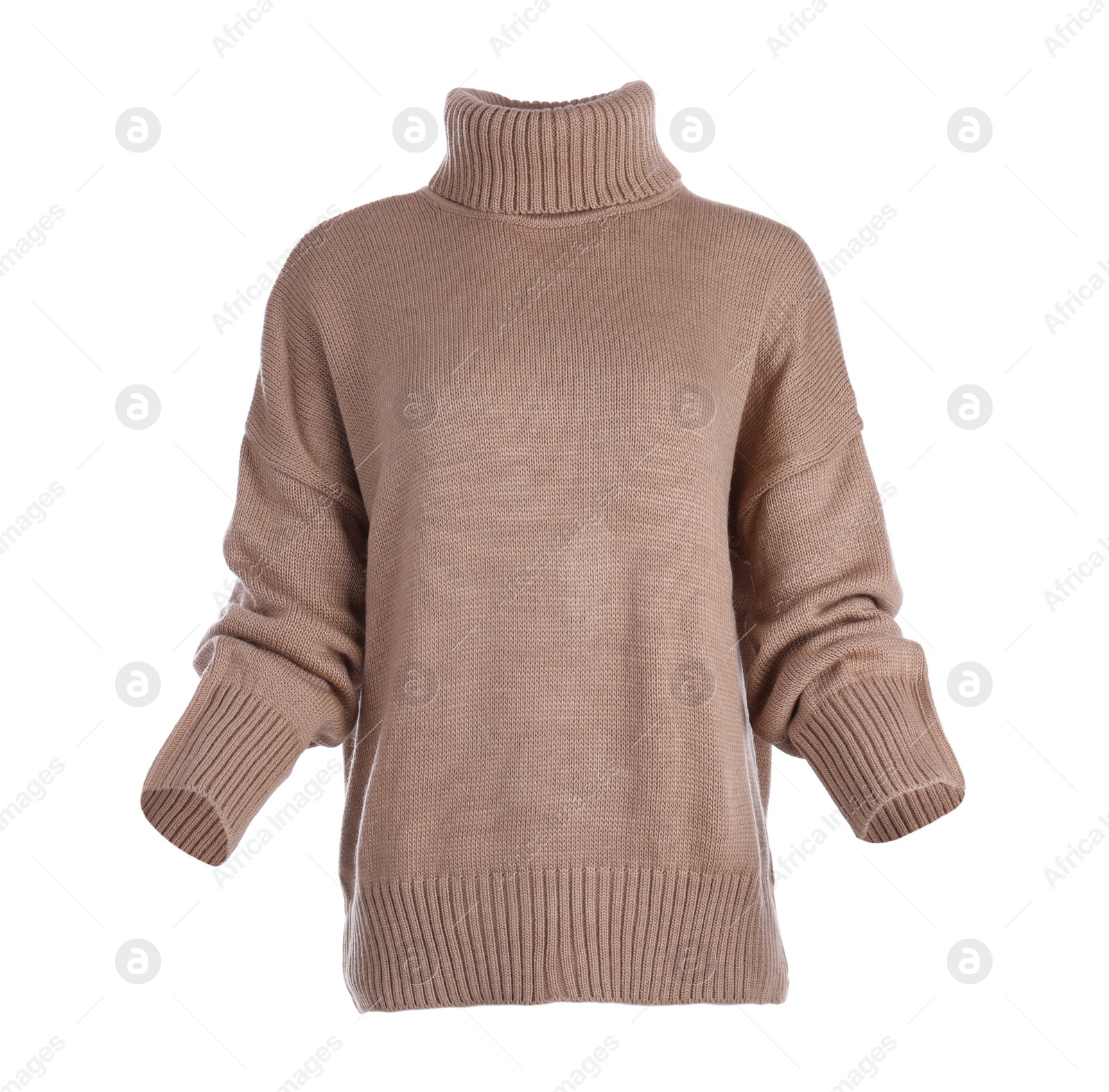 Photo of Stylish warm brown sweater isolated on white