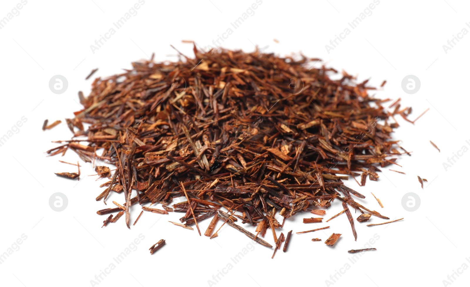 Photo of Heap of rooibos tea isolated on white