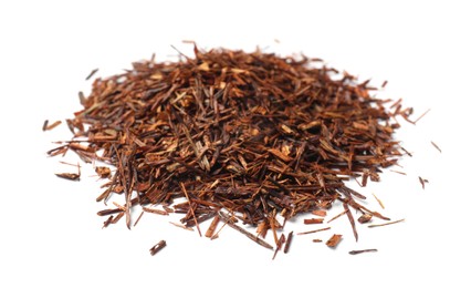 Heap of rooibos tea isolated on white