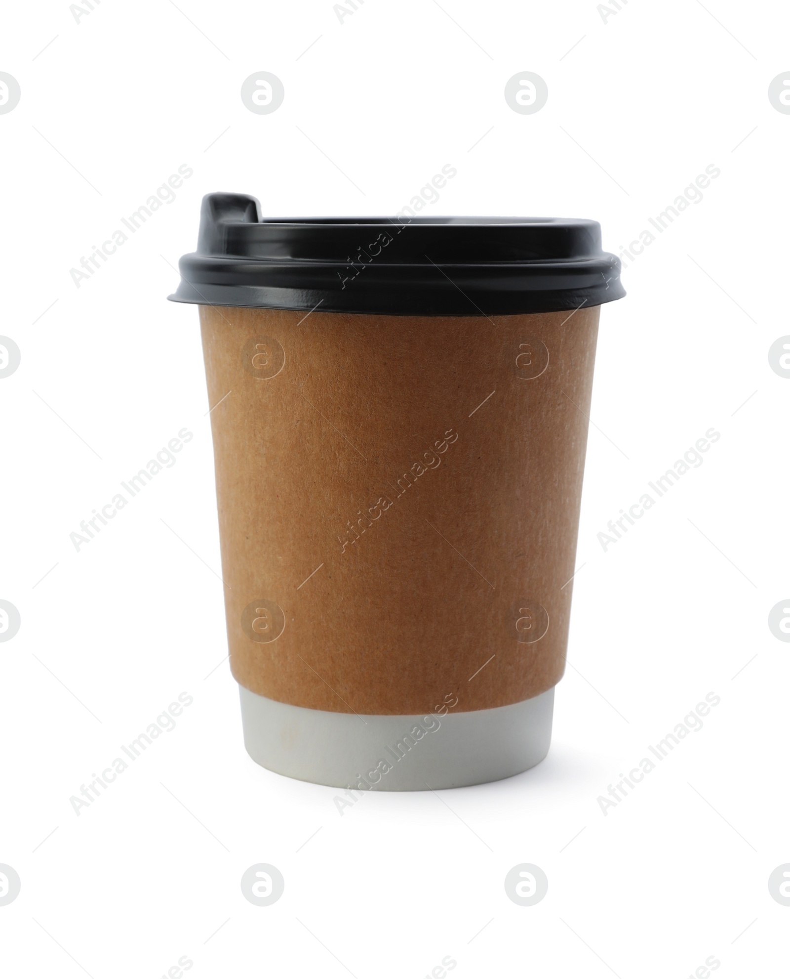 Photo of Takeaway paper coffee cup with lid isolated on white