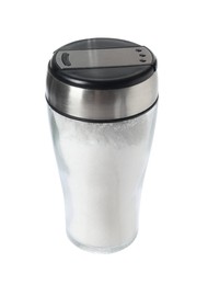 Photo of One shaker with salt isolated on white