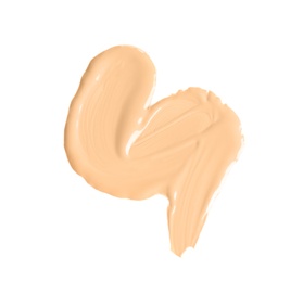 Sample of liquid foundation foundation on white background, top view