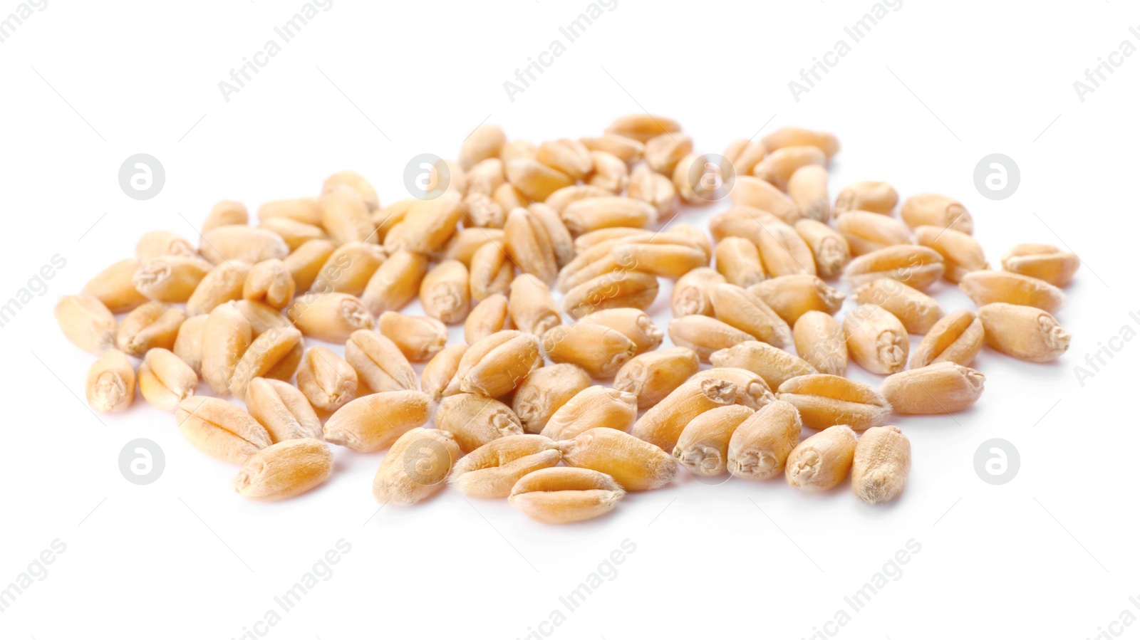 Photo of Pile of wheat grains on white background