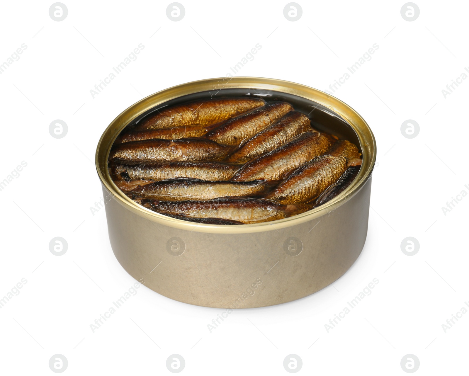 Photo of One tin can of sprats isolated on white