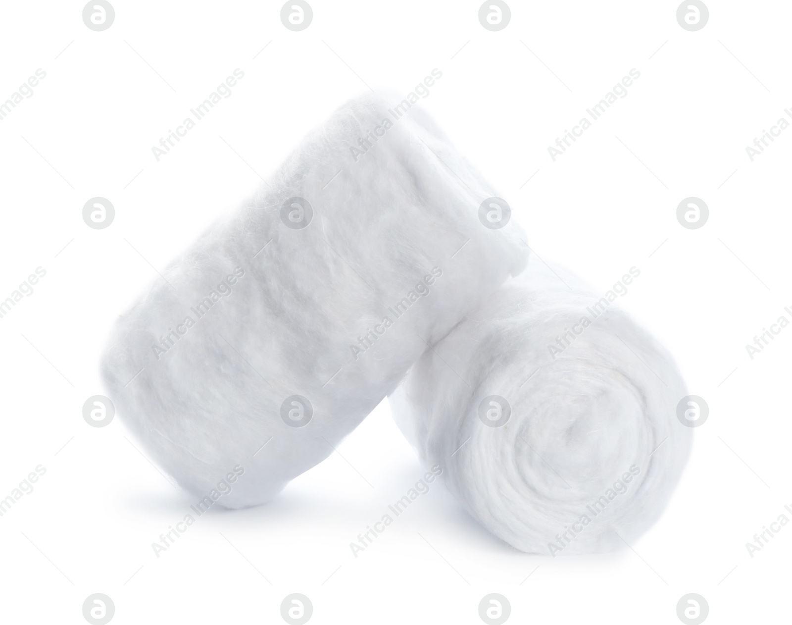 Photo of Soft clean cotton rolls on white background