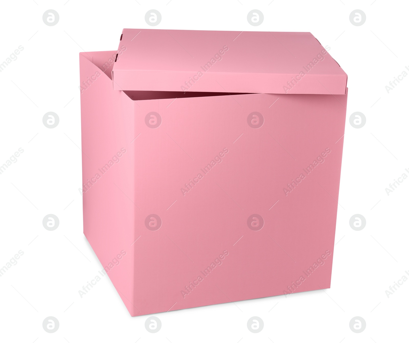 Photo of Pink gift box with cap isolated on white