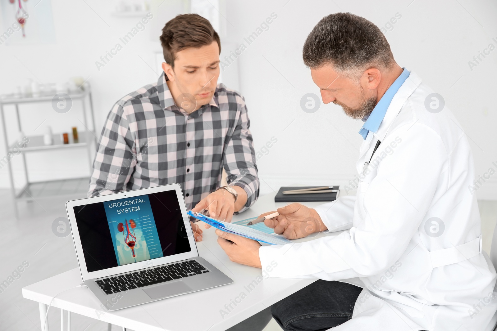 Photo of Man with health problems visiting urologist at hospital