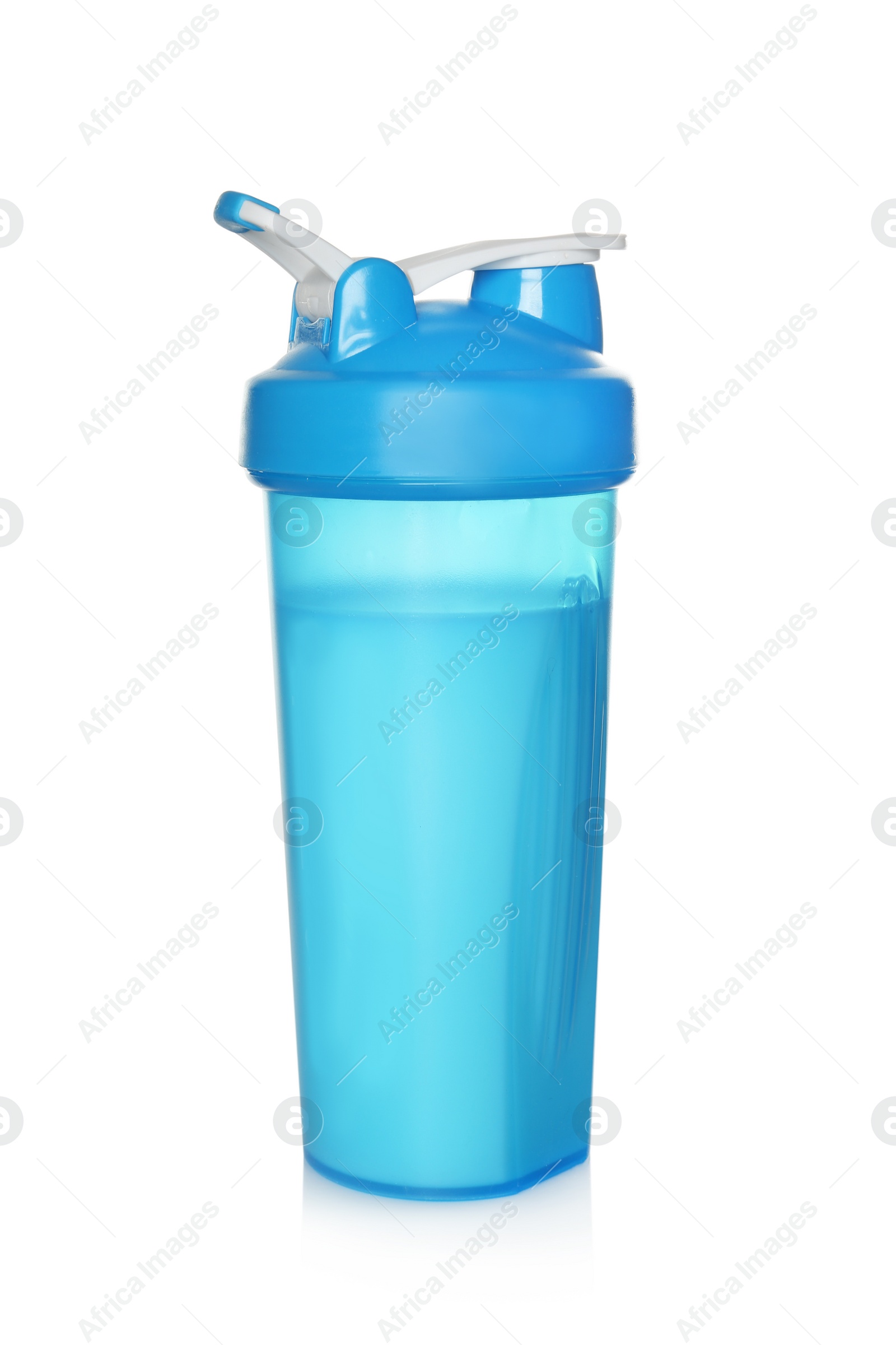 Photo of Protein shake in sport bottle isolated on white