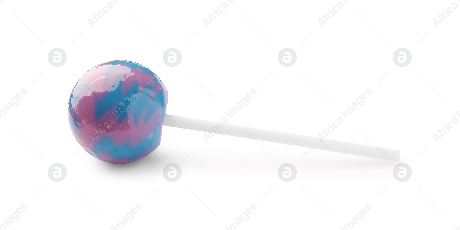 Photo of One sweet colorful lollipop isolated on white