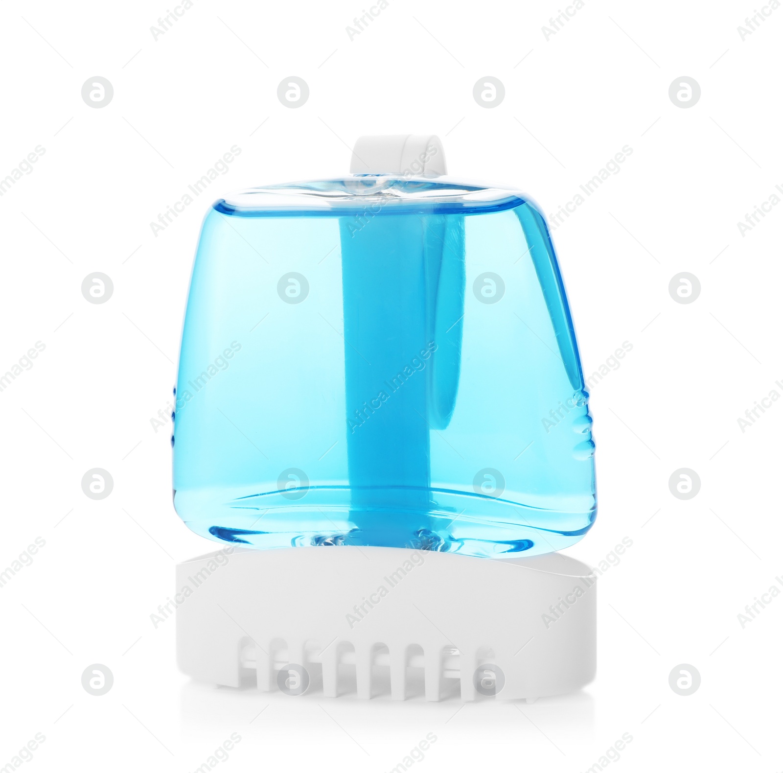 Photo of Toilet rim block on white background. Air freshener