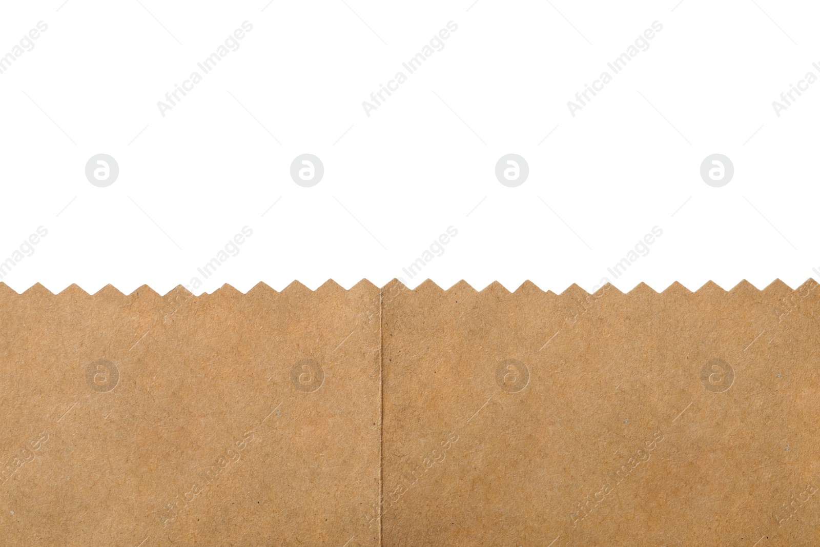 Photo of Kraft paper bag on white background, closeup