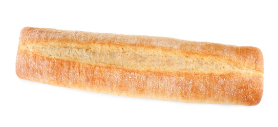 Photo of Tasty baguette isolated on white, top view. Fresh bread