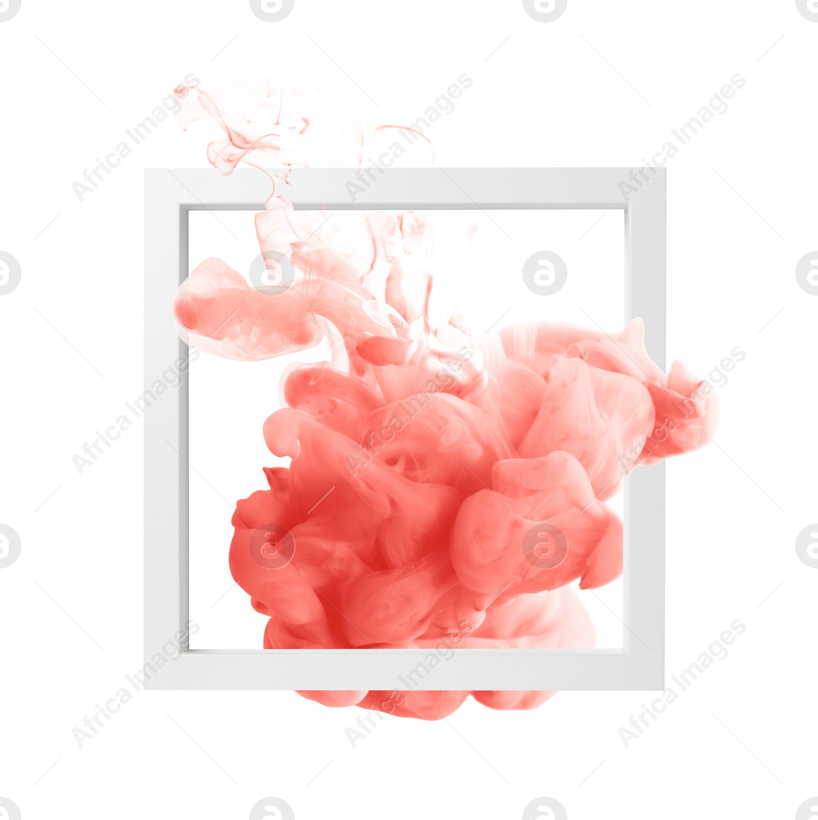 Image of Splash of red ink and frame on white background