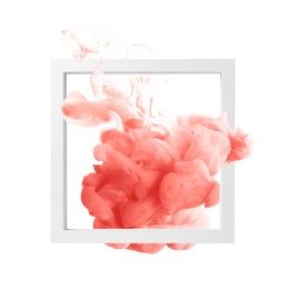 Image of Splash of red ink and frame on white background