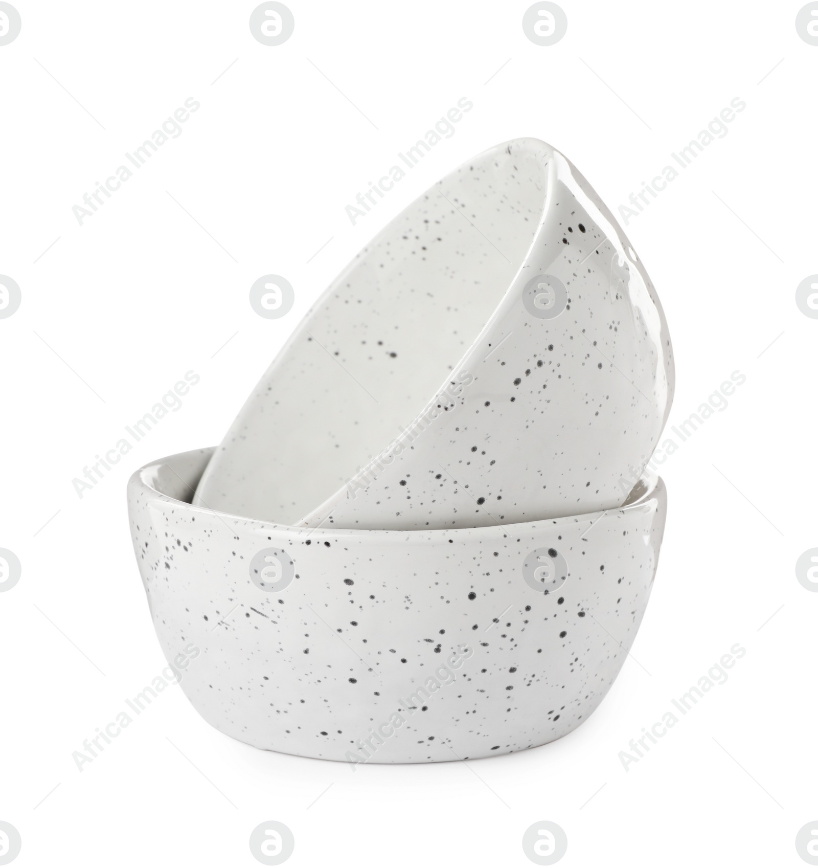 Photo of Beautiful empty ceramic bowls on white background