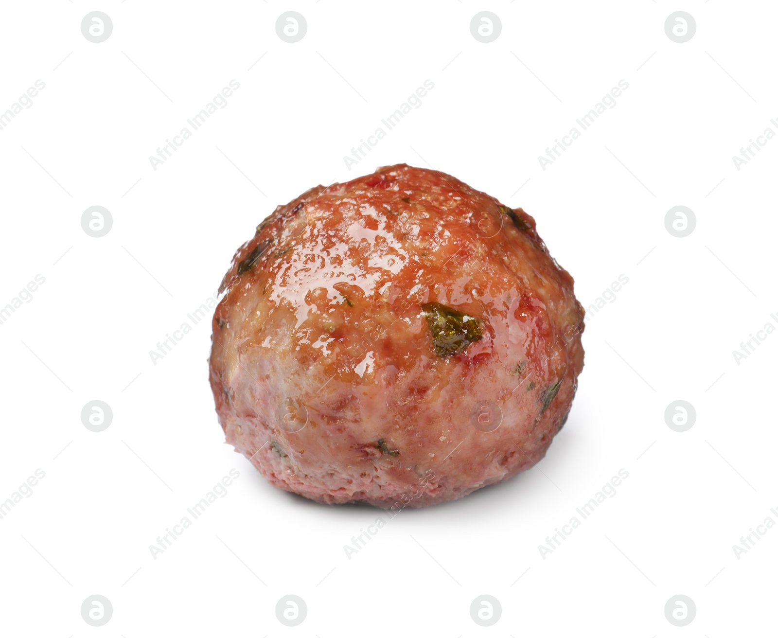 Photo of One tasty cooked meatball isolated on white