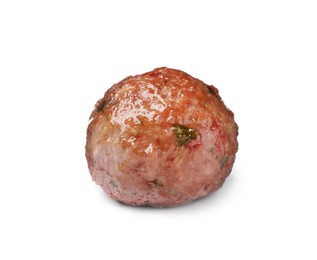 One tasty cooked meatball isolated on white
