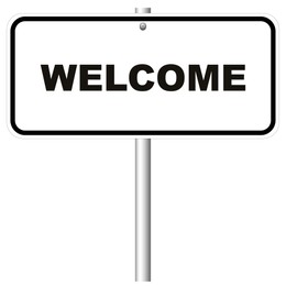 Illustration of Road sign with word Welcome on white background