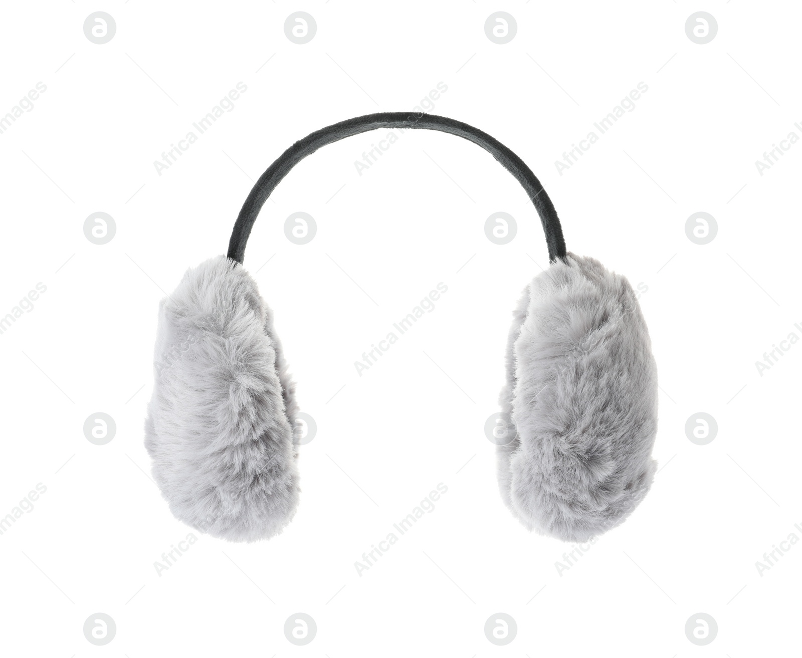 Photo of Stylish warm soft earmuffs isolated on white