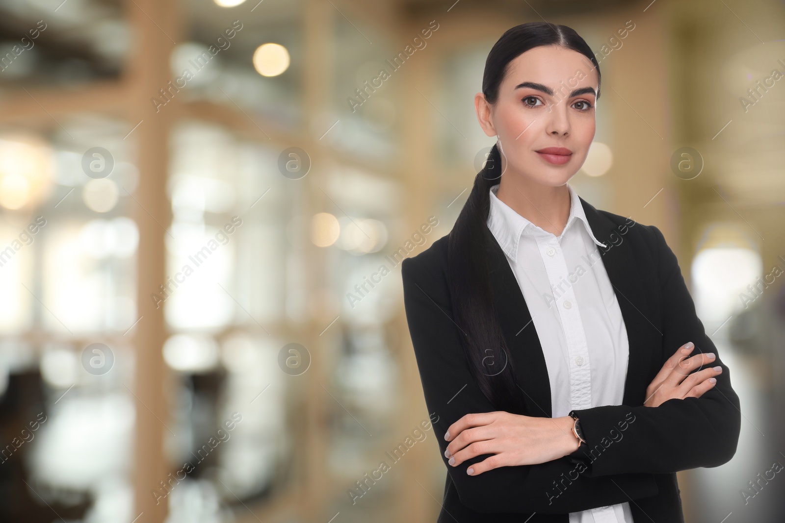 Image of Lawyer, consultant, business owner. Confident woman indoors, space for text