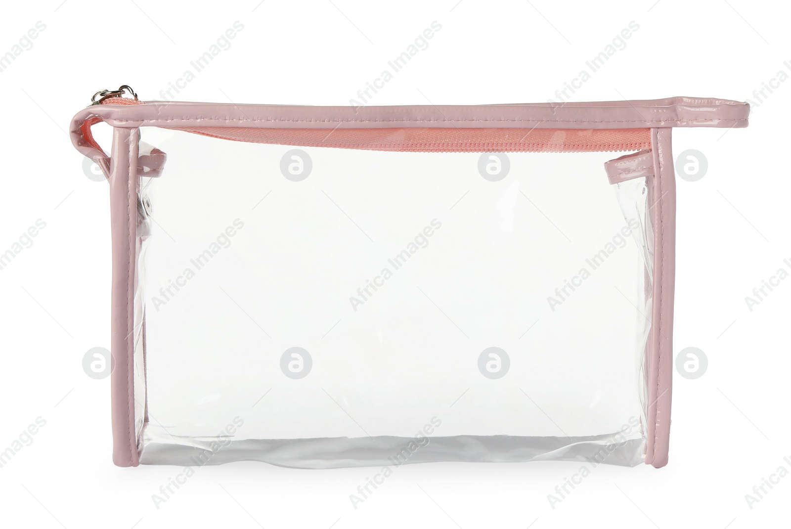 Photo of Empty plastic bag for cosmetic isolated on white