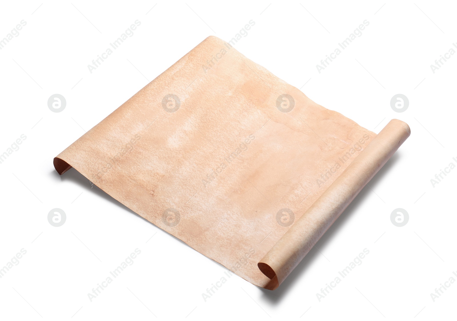 Photo of Blank sheet of old parchment paper on white background