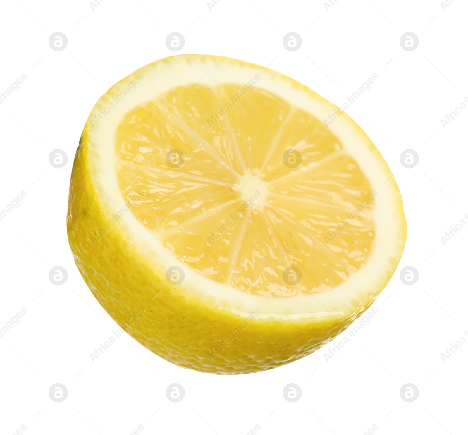 Photo of Half of lemon isolated on white. Citrus fruit