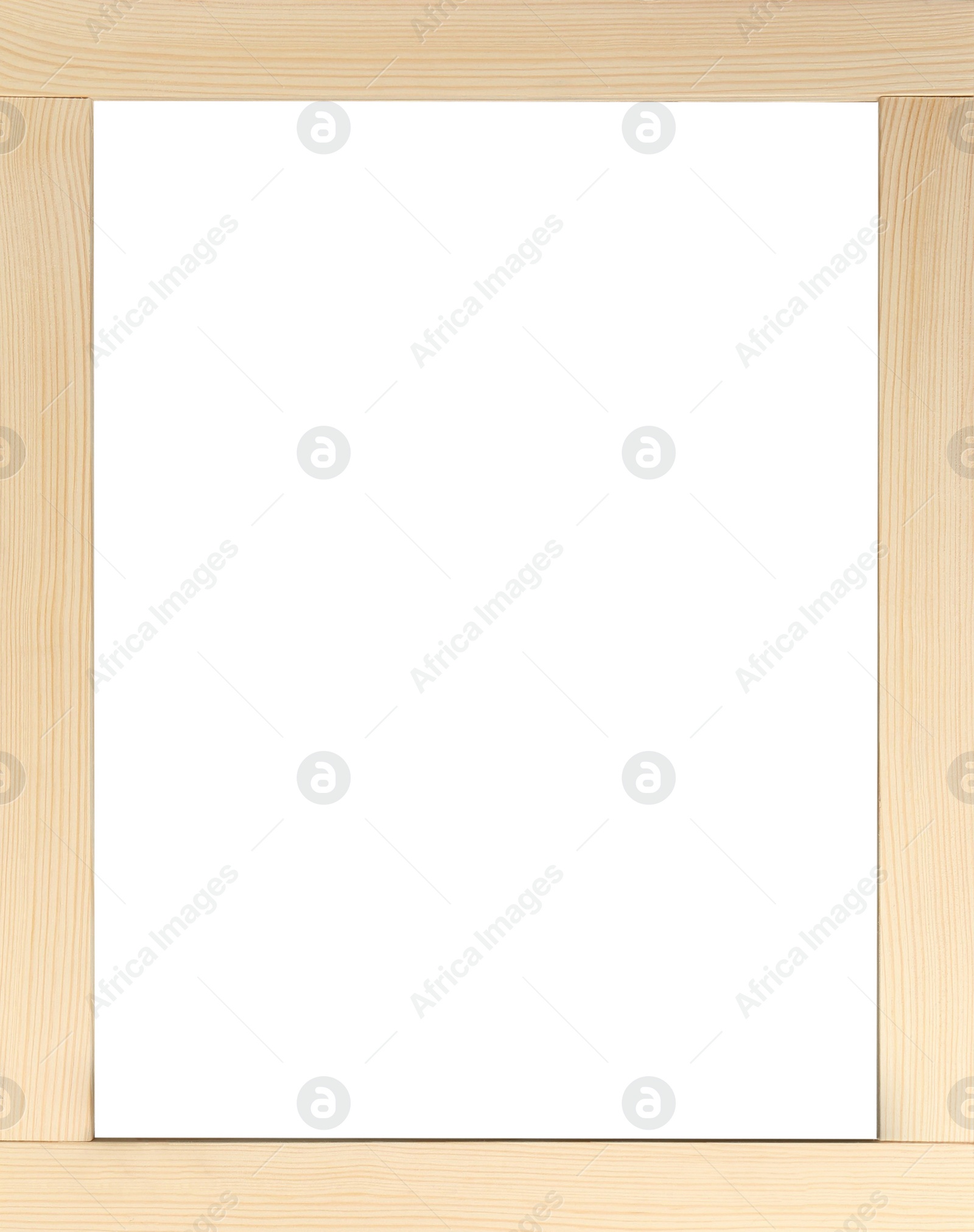 Image of Wooden frame with blank white background. Mockup for design