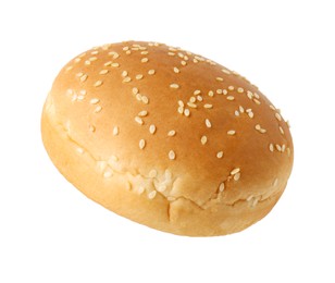 One fresh burger bun isolated on white