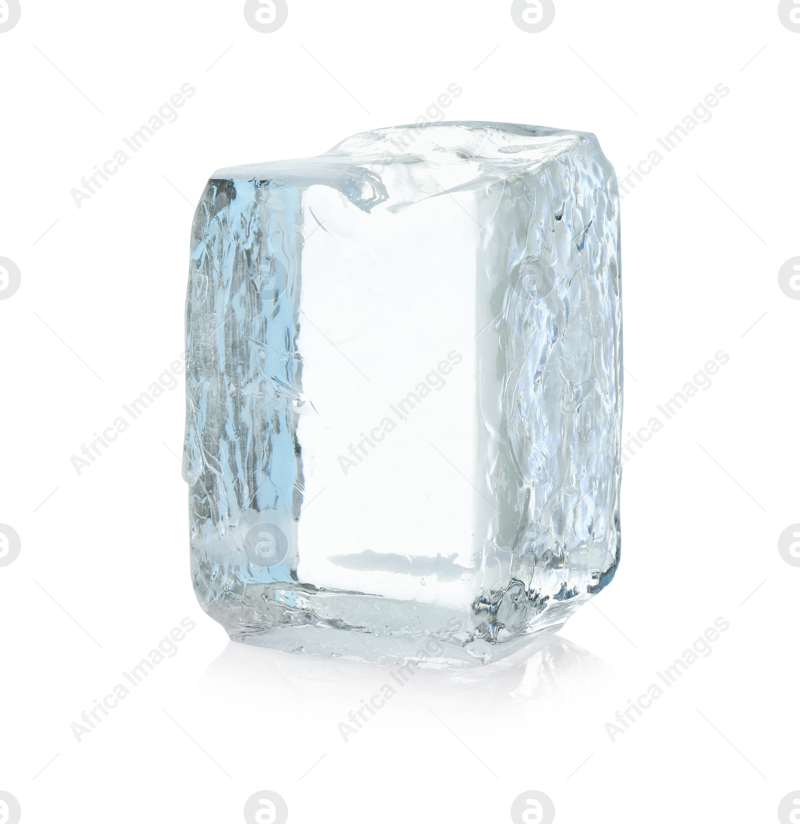 Photo of One block of clear ice isolated on white