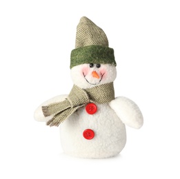 Cute decorative handmade snowman isolated on white