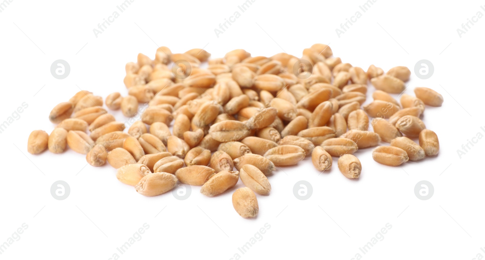 Photo of Pile of wheat grains on white background