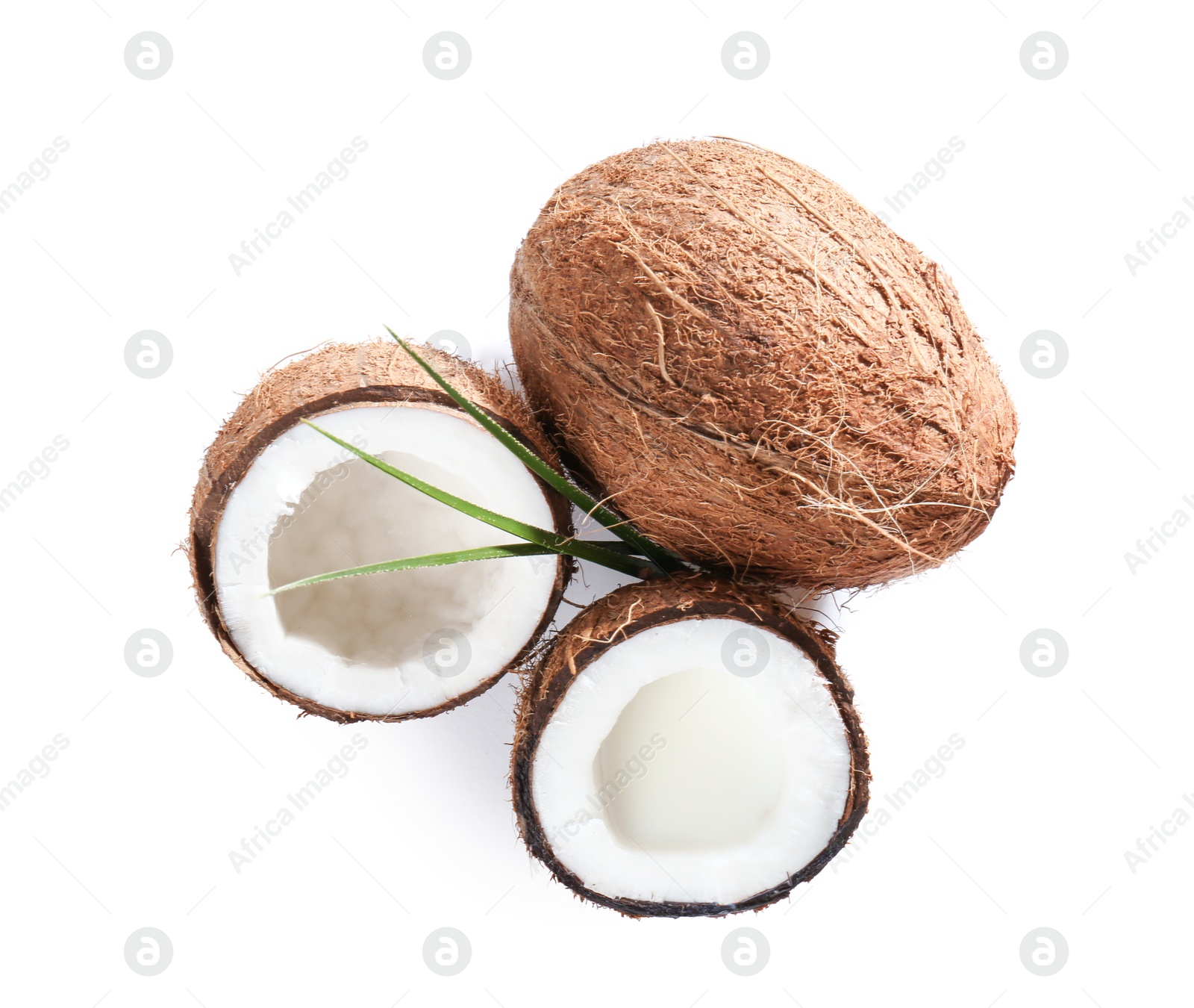 Photo of Coconuts with fresh milk on white background