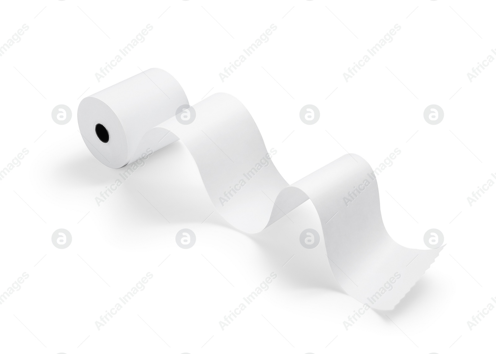 Photo of Roll of thermal paper for receipt isolated on white