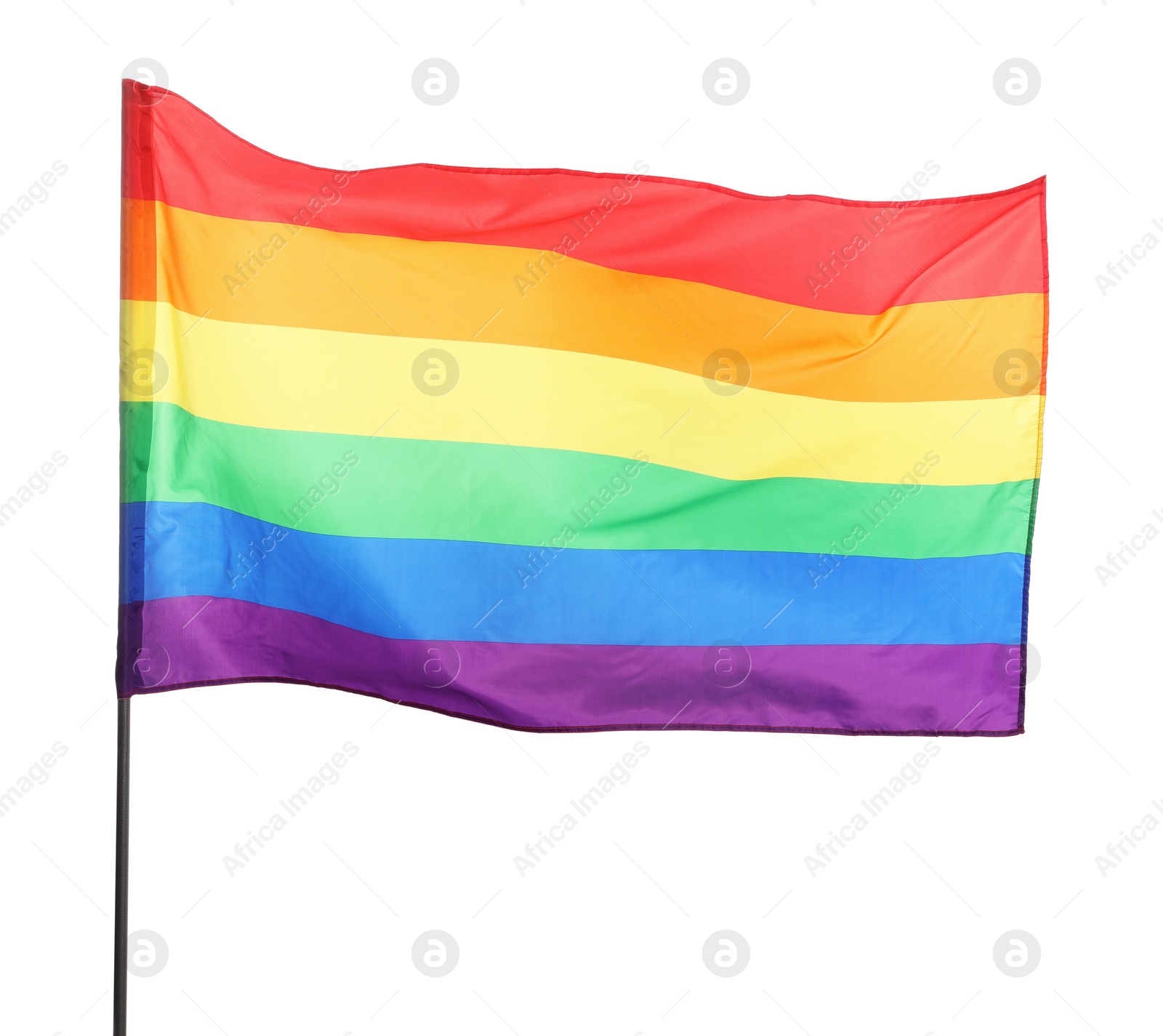 Photo of Bright rainbow LGBT flag isolated on white