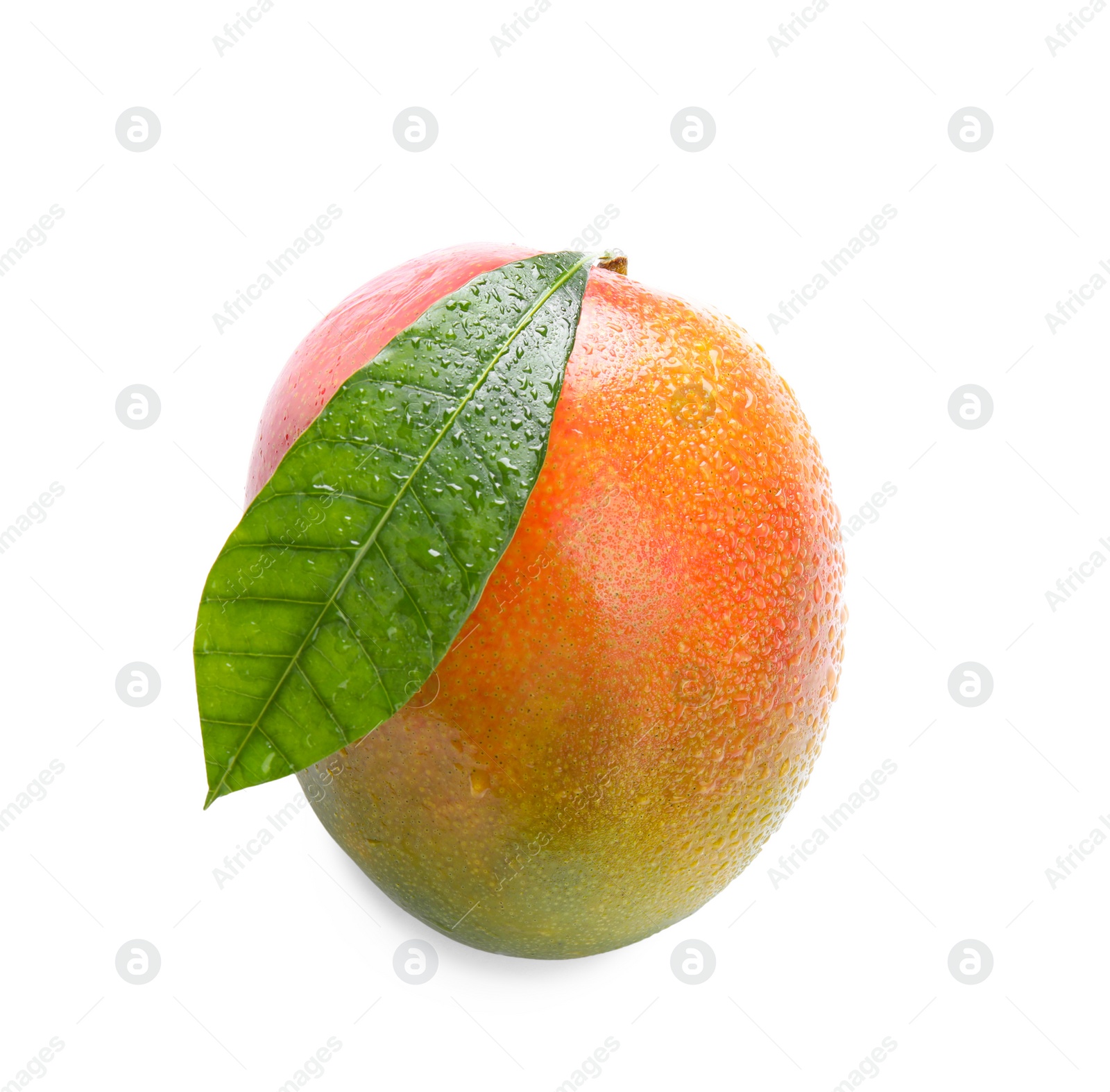 Photo of Delicious ripe mango on white background. Tropical fruit