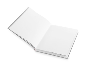 Photo of Open book isolated on white. Space for text