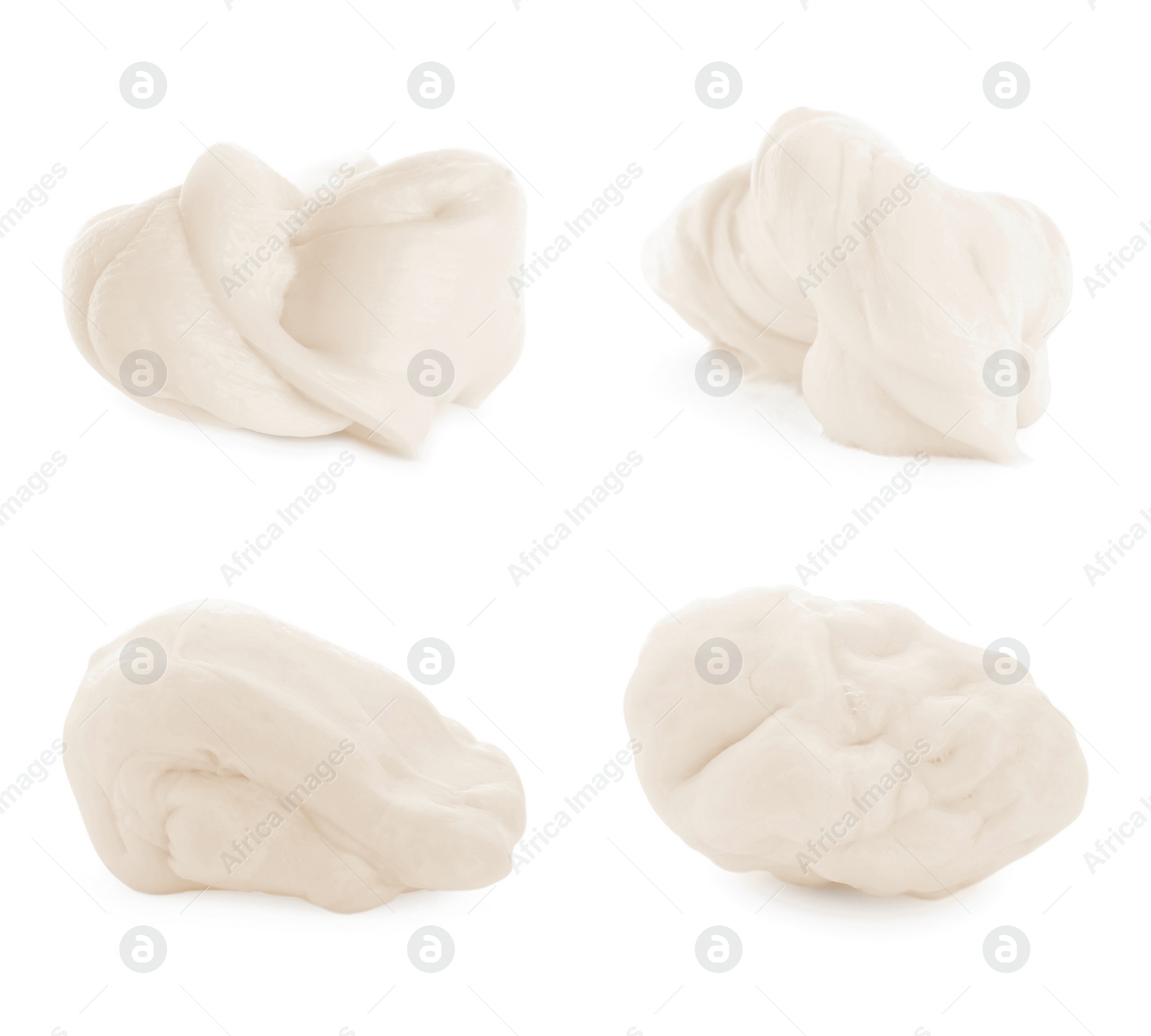 Image of Used chewing gum on white background, collage